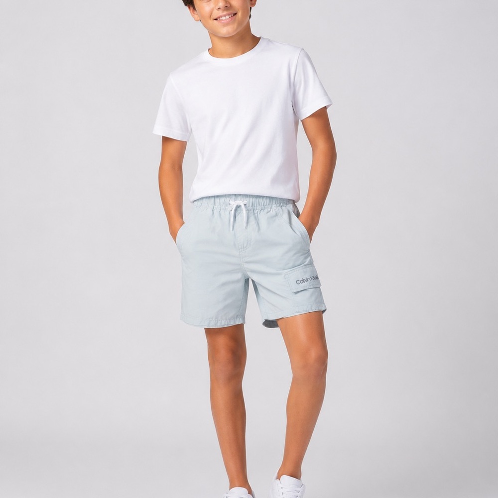 Calvin Klein Men's Pale Blue Elastic Waist Shorts